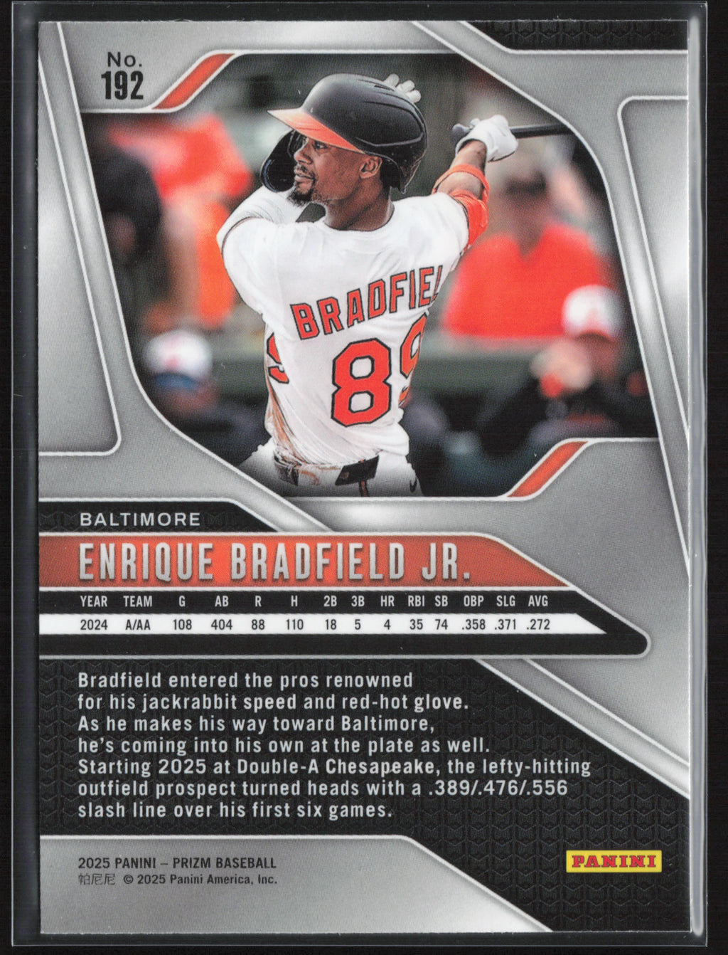 2025 Panini Prizm #192 Enrique Bradfield Jr.