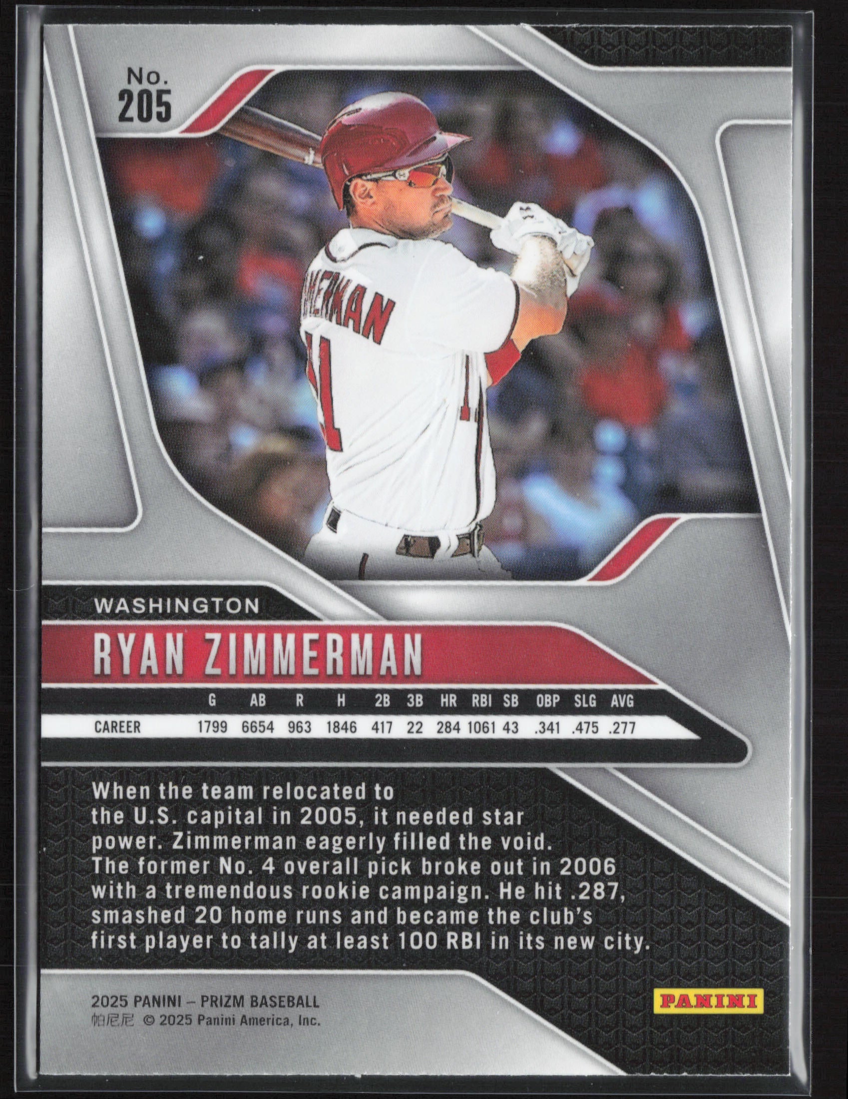 2025 Panini Prizm #205 Ryan Zimmerman