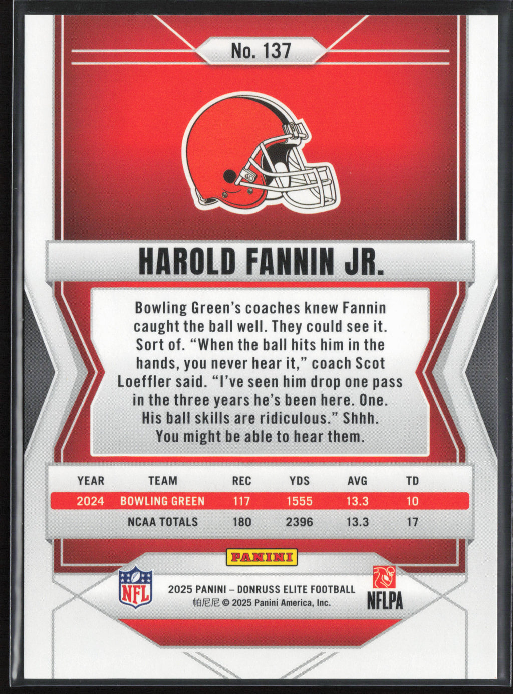 2025 Donruss Elite #137 Harold Fannin Jr. Status Metallic Orange #/849