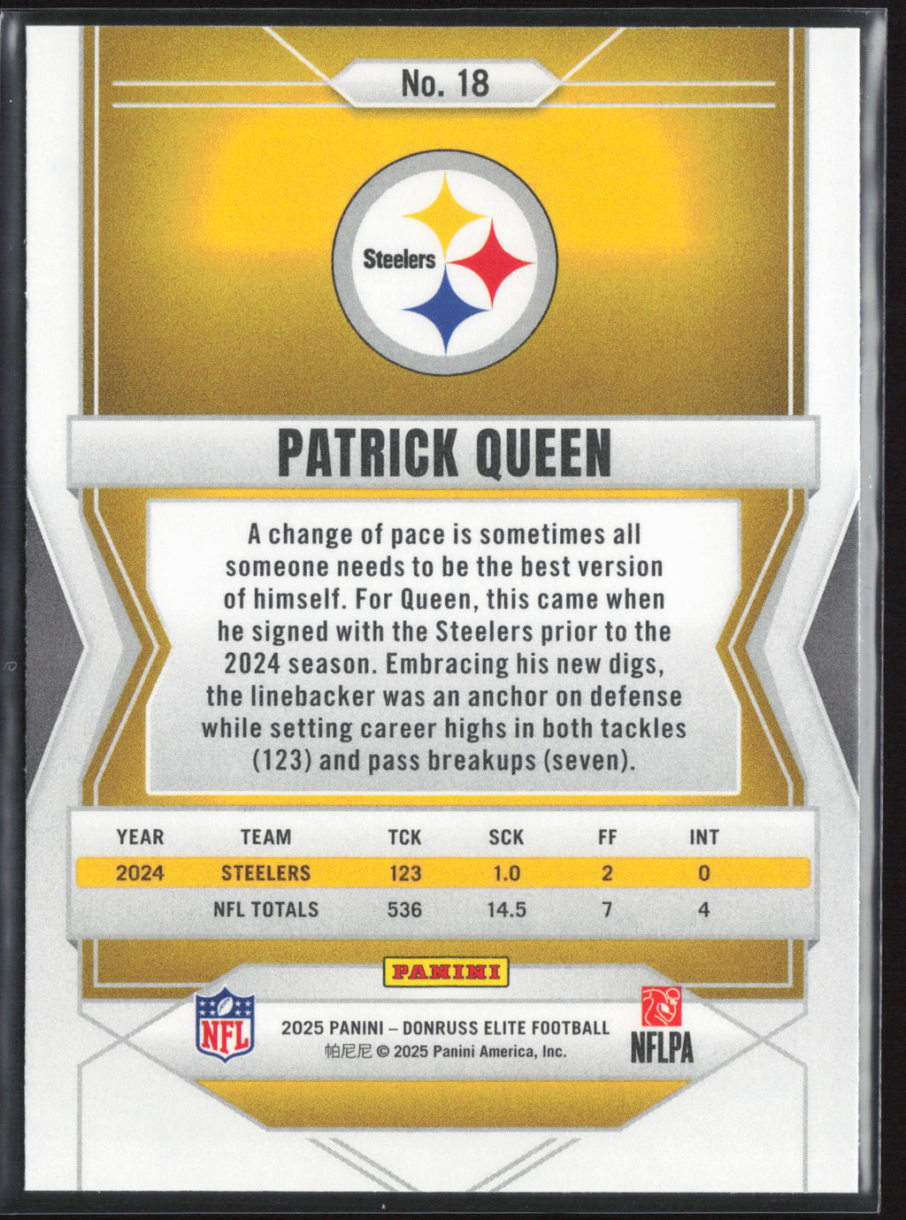 2025 Donruss Elite #18 Patrick Queen