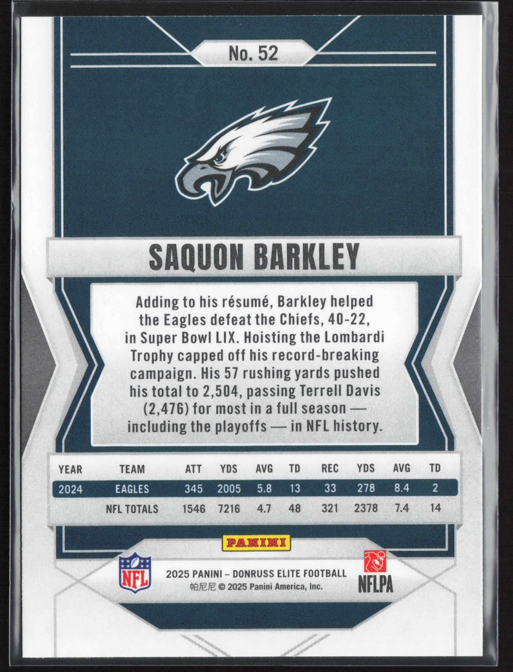 2025 Donruss Elite #52 Saquon Barkley