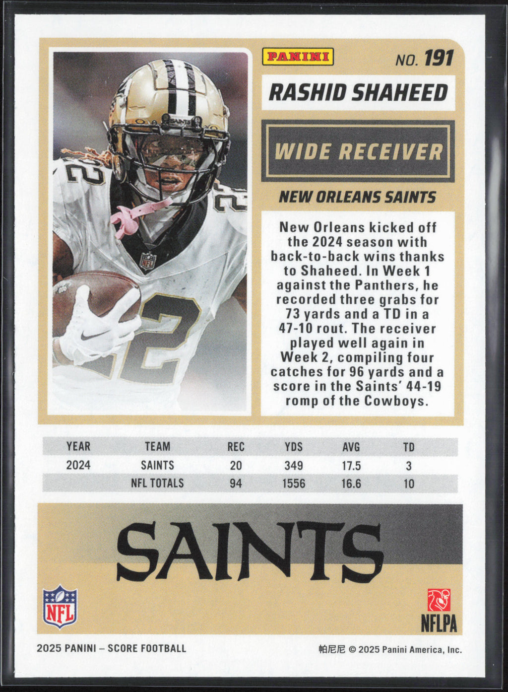 2025 Score #191 Rashid Shaheed Dots Blue #/399