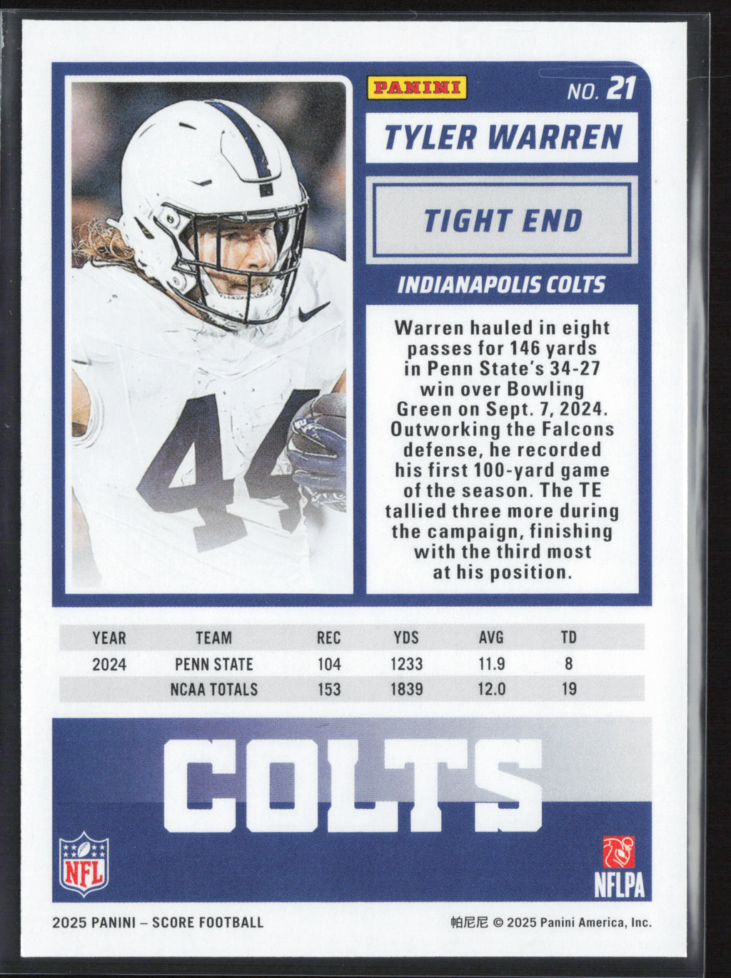 2025 Score #21 Tyler Warren