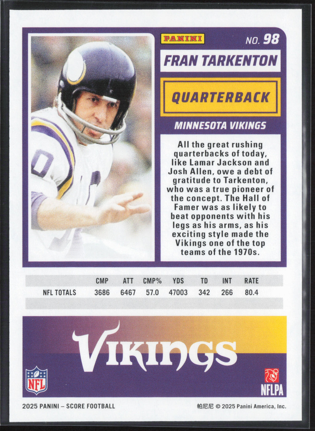 2025 Score #98 Fran Tarkenton