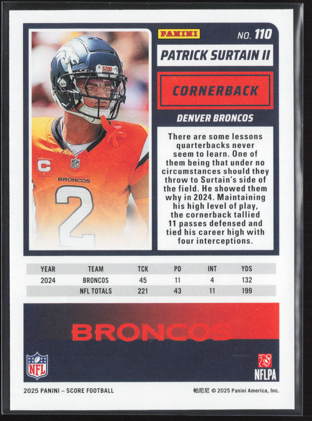 2025 Score #110 Patrick Surtain II