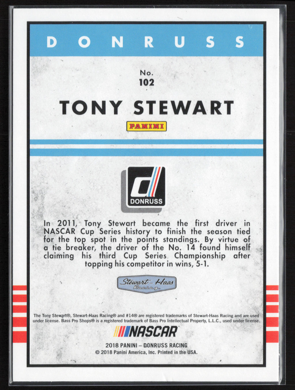 2018 Donruss #102a Tony Stewart