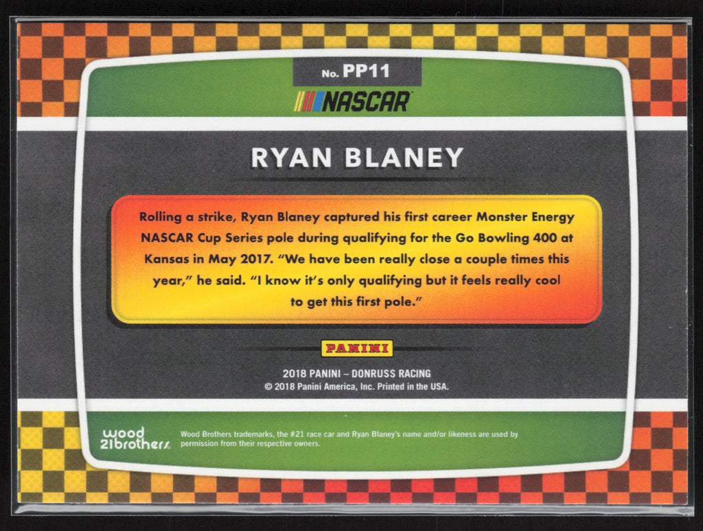 2018 Donruss #PP11 Ryan Blaney Pole Position
