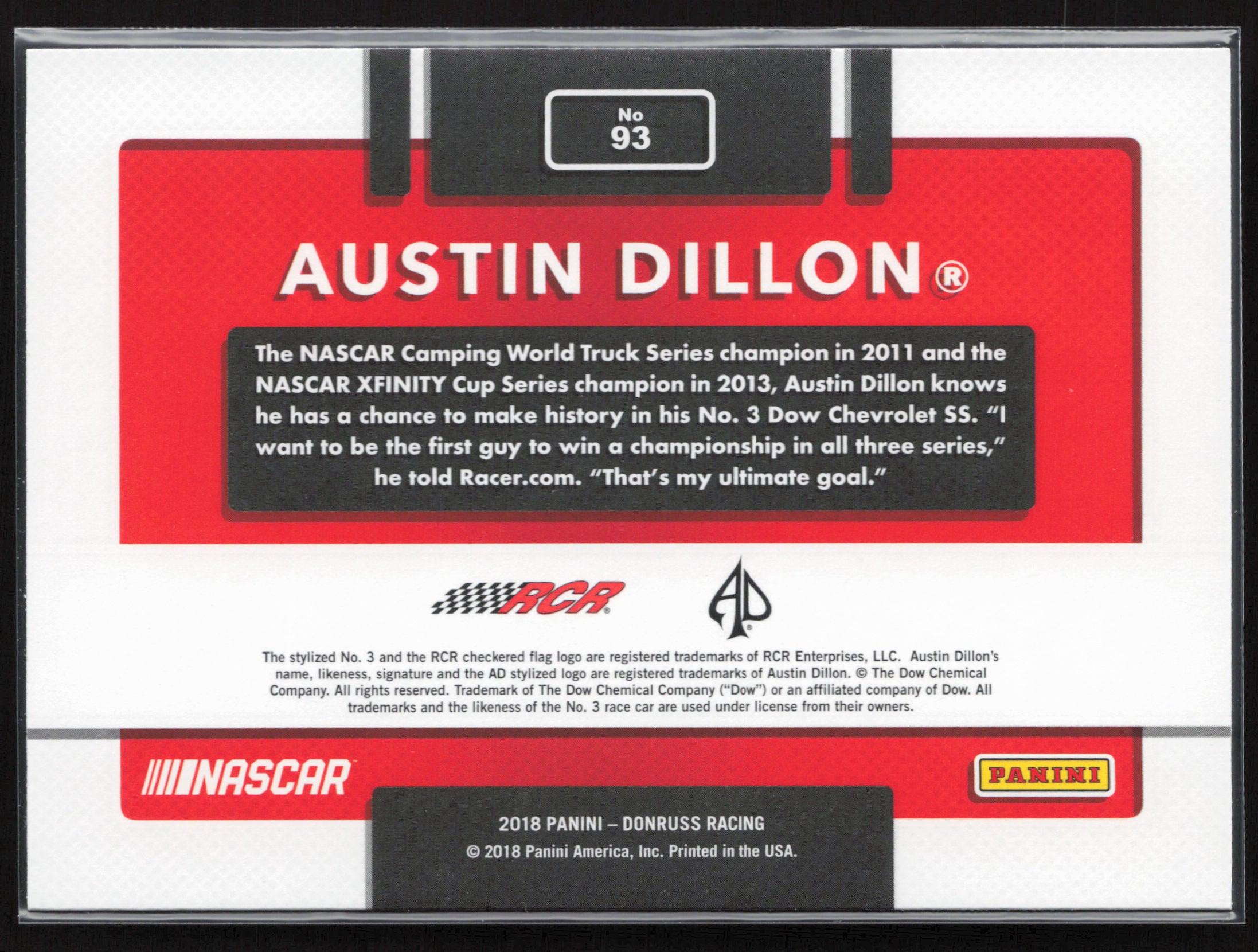 2018 Donruss #93 Austin Dillon