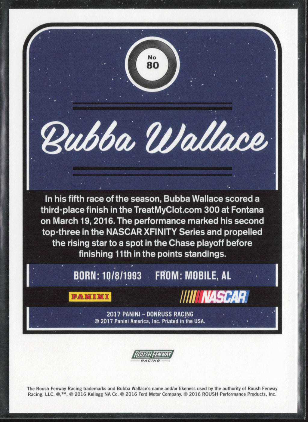 2017 Donruss #80 Bubba Wallace
