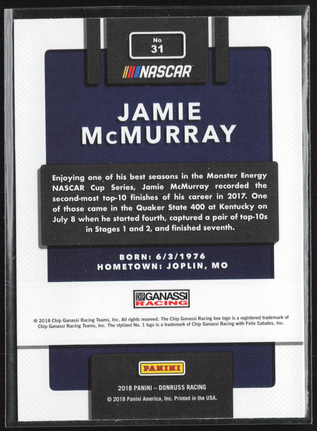 2018 Donruss #31 Jamie McMurray