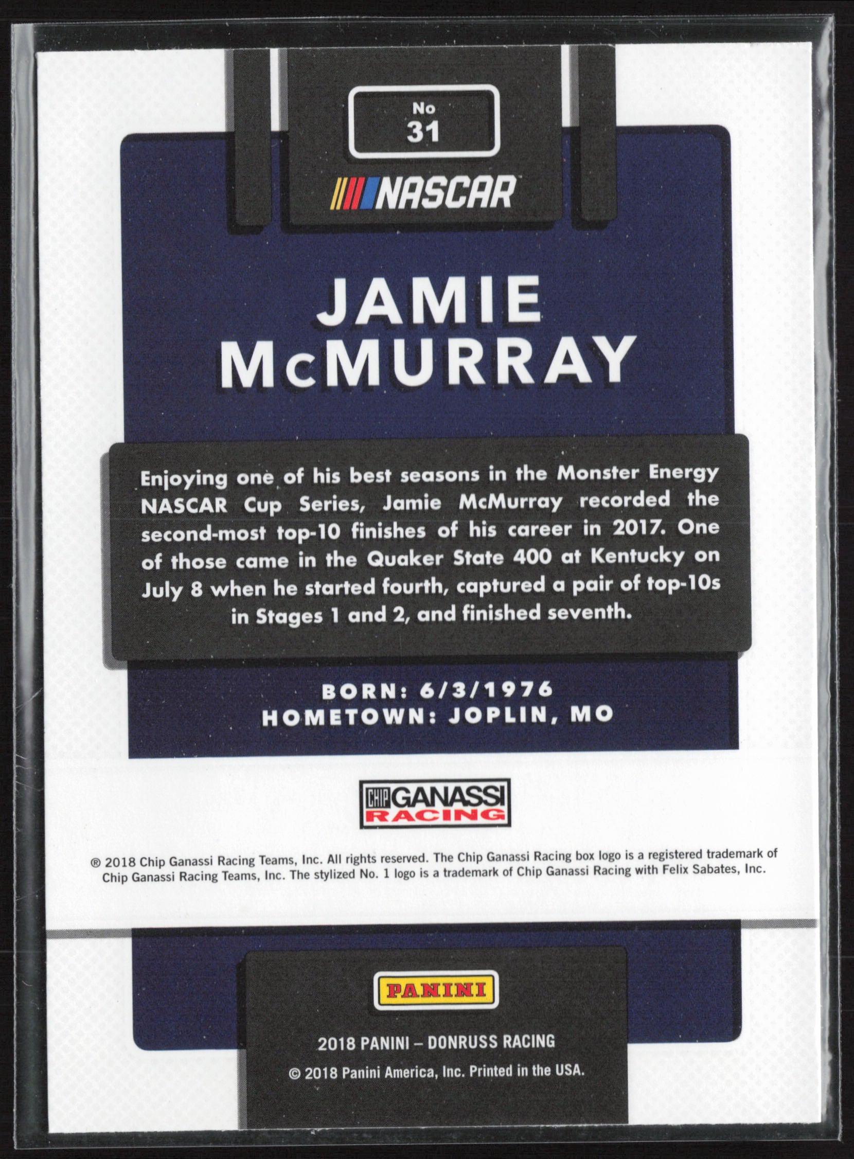 2018 Donruss #31 Jamie McMurray