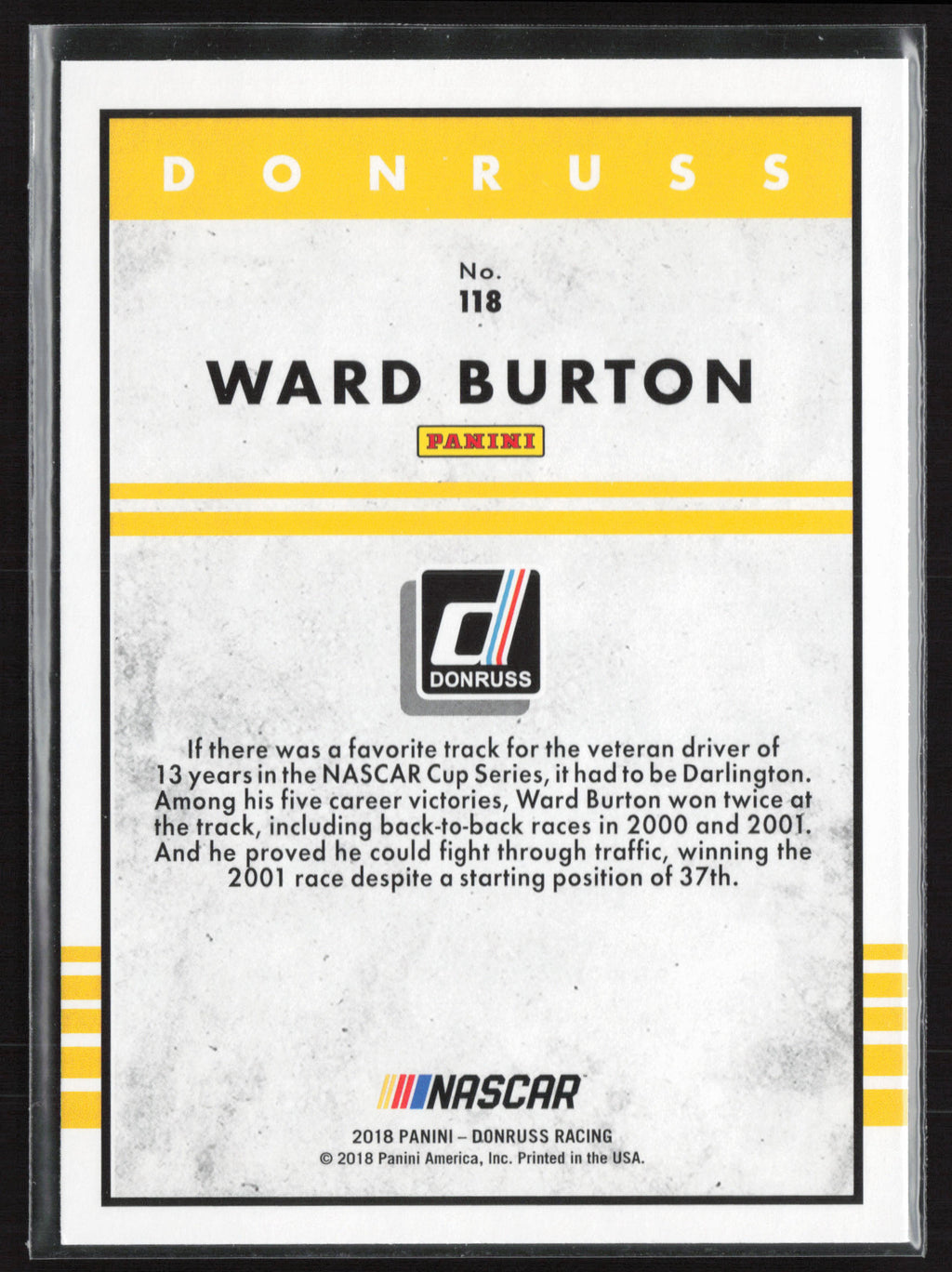 2018 Donruss #118 Ward Burton