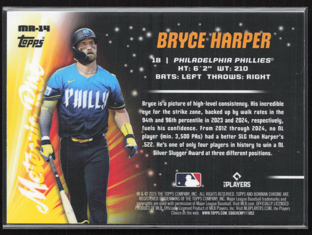 2025 Bowman Chrome #MR-14 Bryce Harper Meteoric Rise Mojo Mega Refractor
