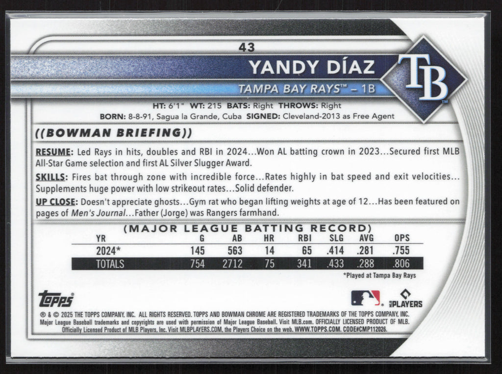 2025 Bowman Chrome #43 Yandy Díaz