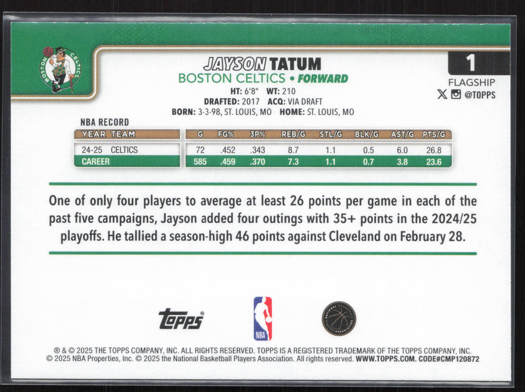 2025-26 Topps #1 Jayson Tatum