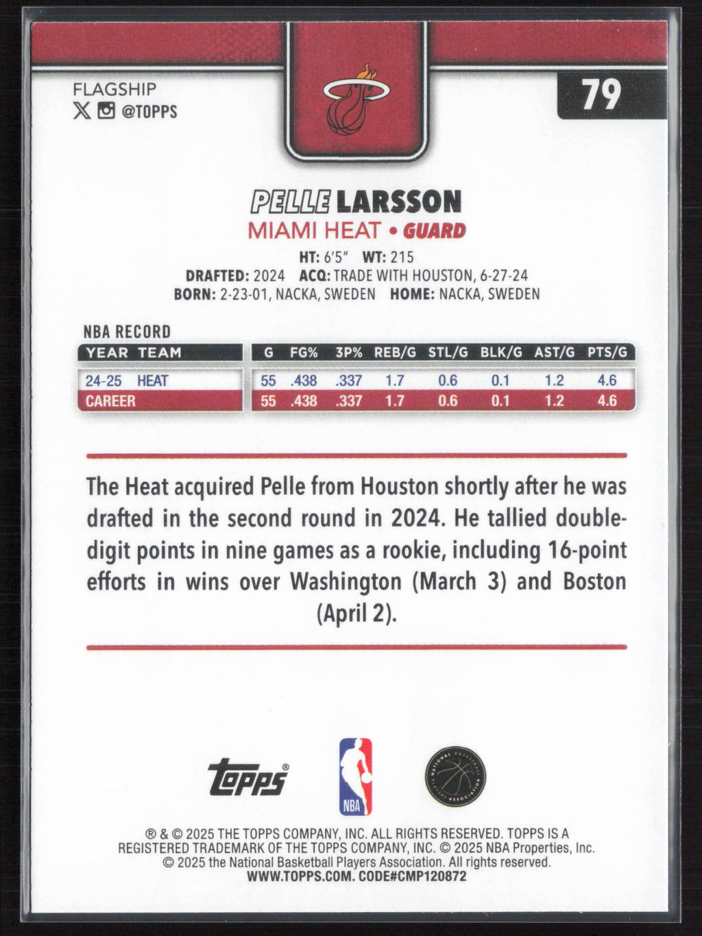 2025-26 Topps #79 Pelle Larsson