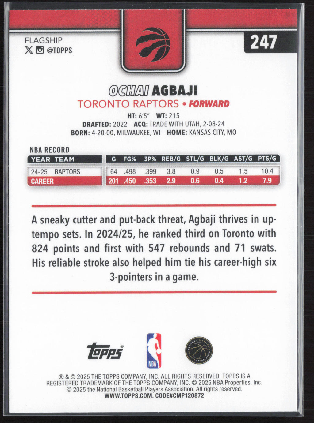2025-26 Topps #247 Ochai Agbaji