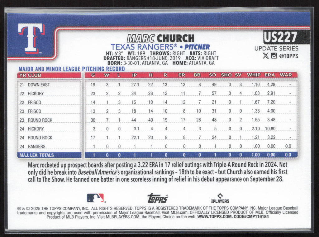 2025 Topps Update #US227 Marc Church