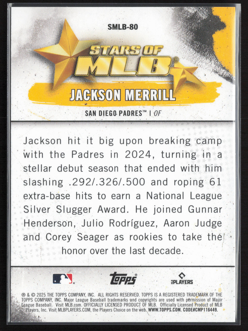 2025 Topps Update #SMLB-80 Jackson Merrill Stars of MLB