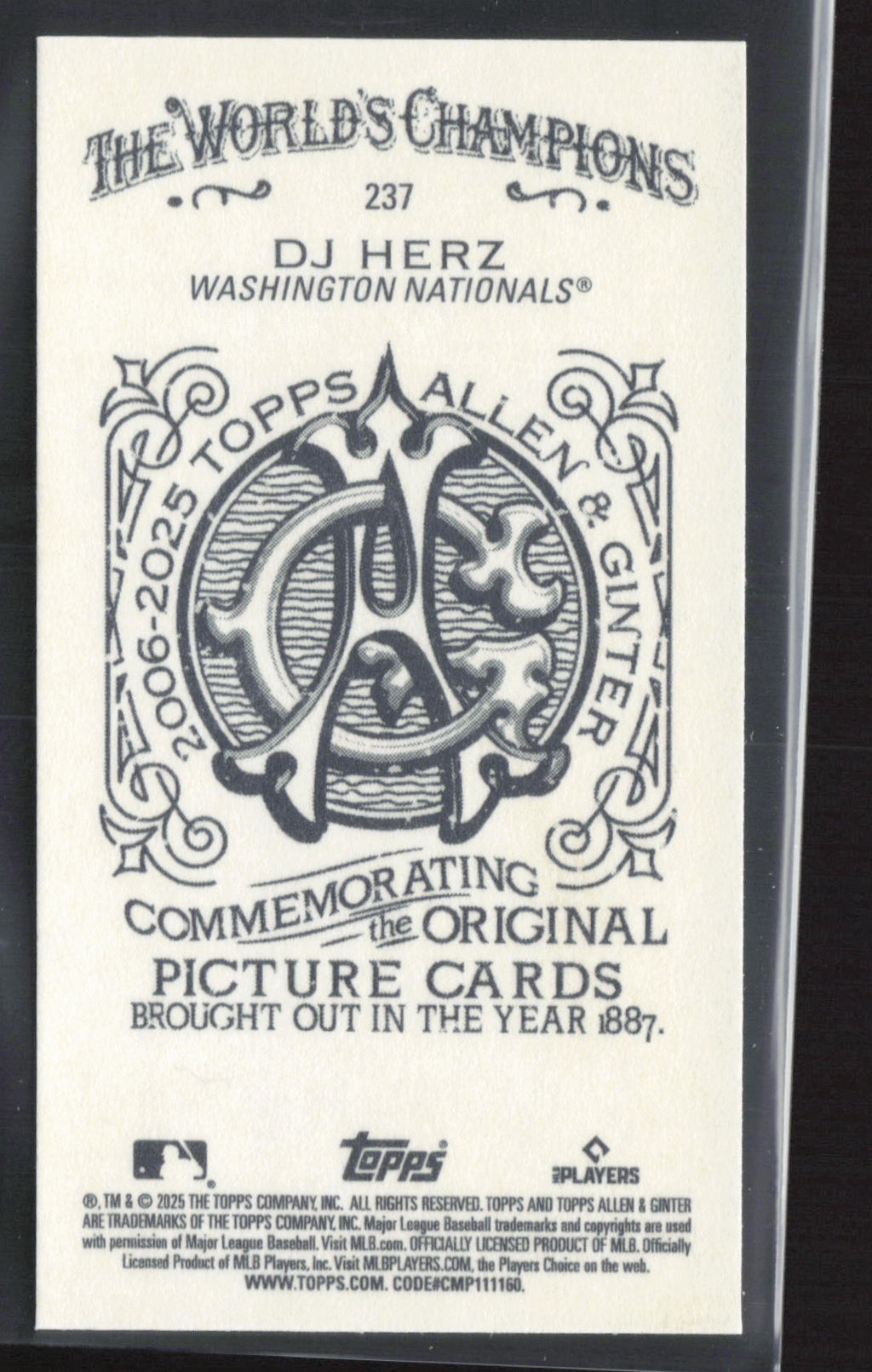 2025 Topps Allen & Ginter #237 DJ Herz Mini Allen & Ginter Back