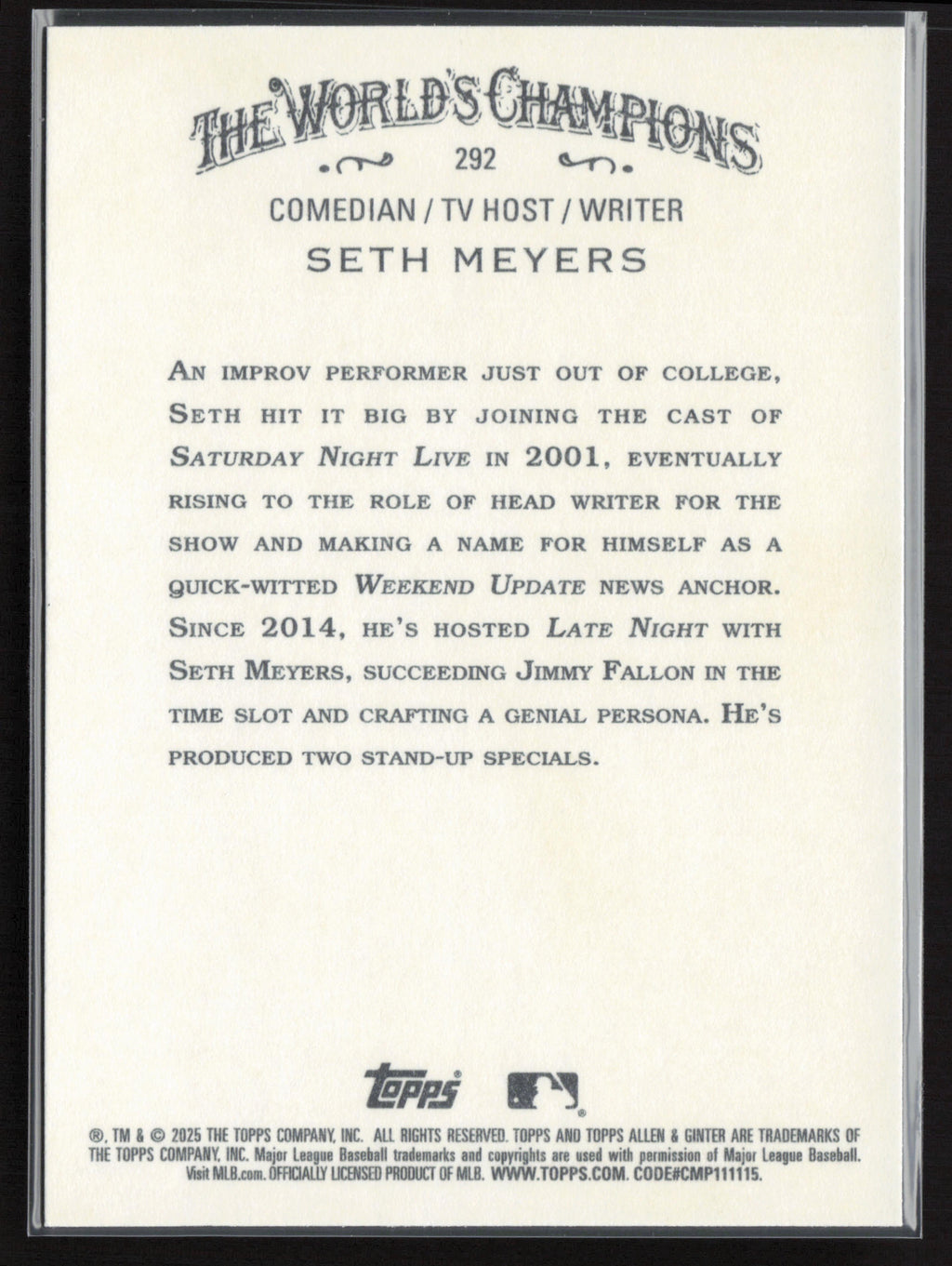 2025 Topps Allen & Ginter #292 Seth Meyers