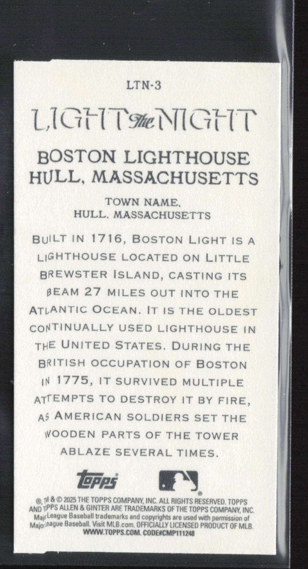 2025 Topps Allen & Ginter #LTN-3 Boston Lighthouse Mini Light the Night