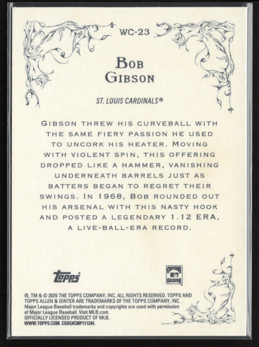2025 Topps Allen & Ginter #WC-23 Bob Gibson Wicked Curves