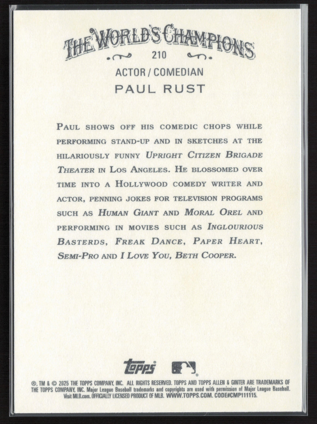 2025 Topps Allen & Ginter #210 Paul Rust