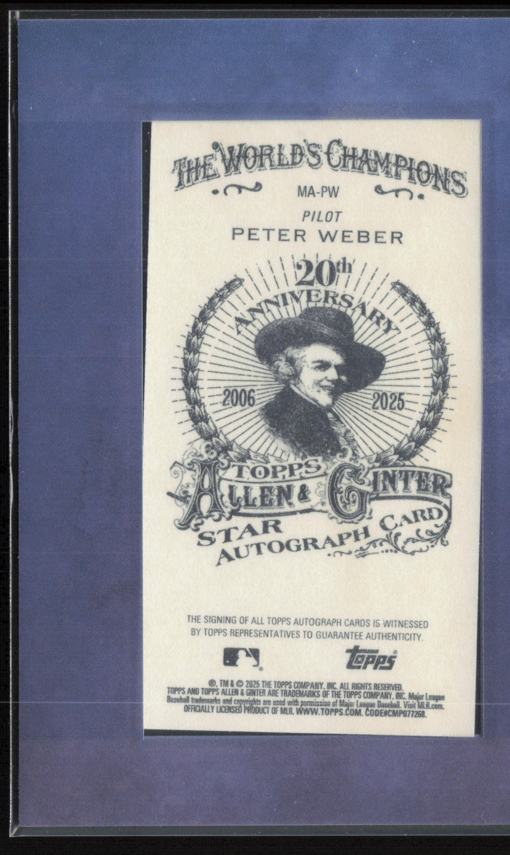 2025 Topps Allen & Ginter #MA-PW Peter Weber Framed Mini Non-Baseball #/99