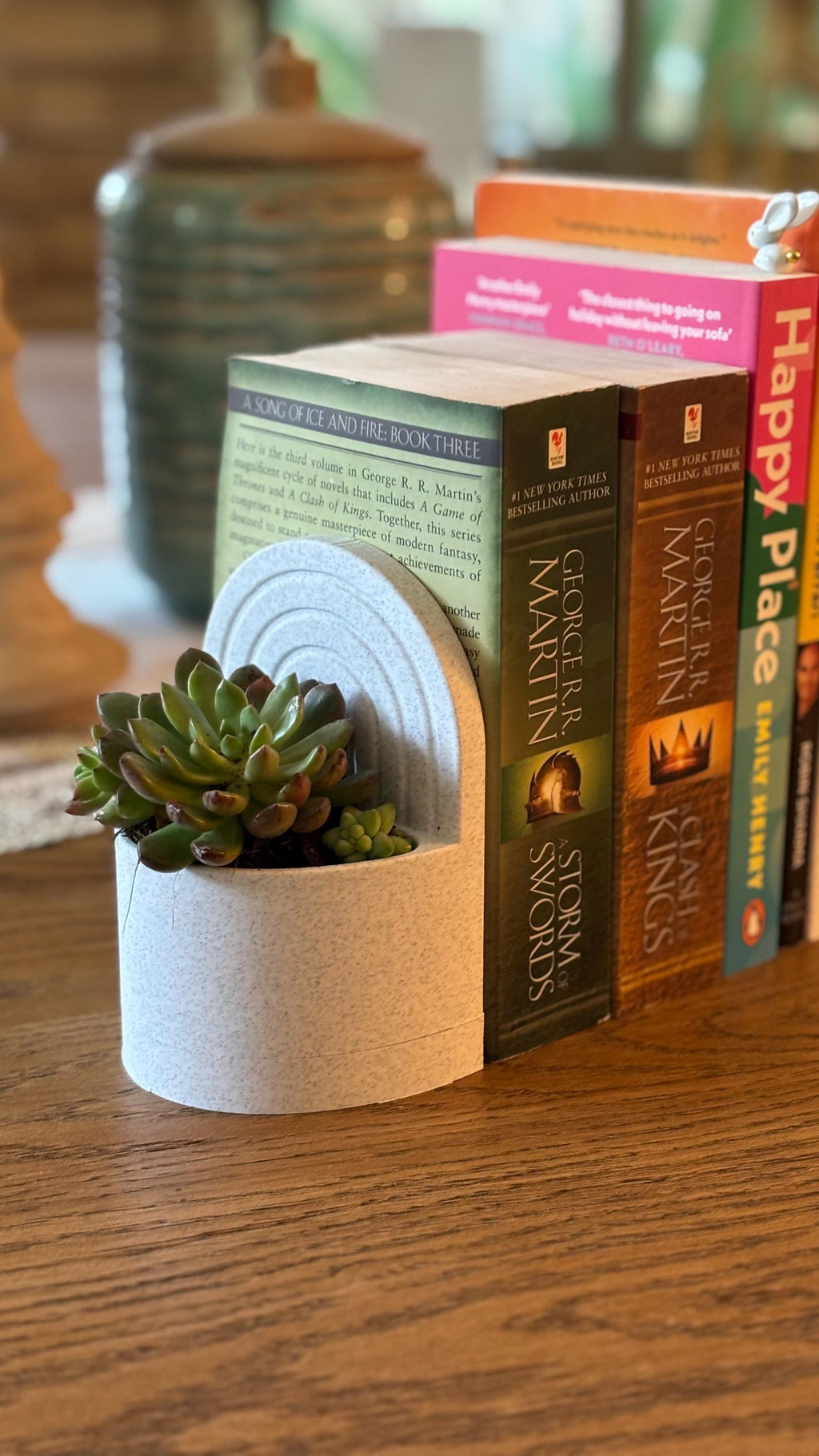 Bookend Planter Duo – 3D Printed Minimalist Book Holders with Built-In Planters & Drainage