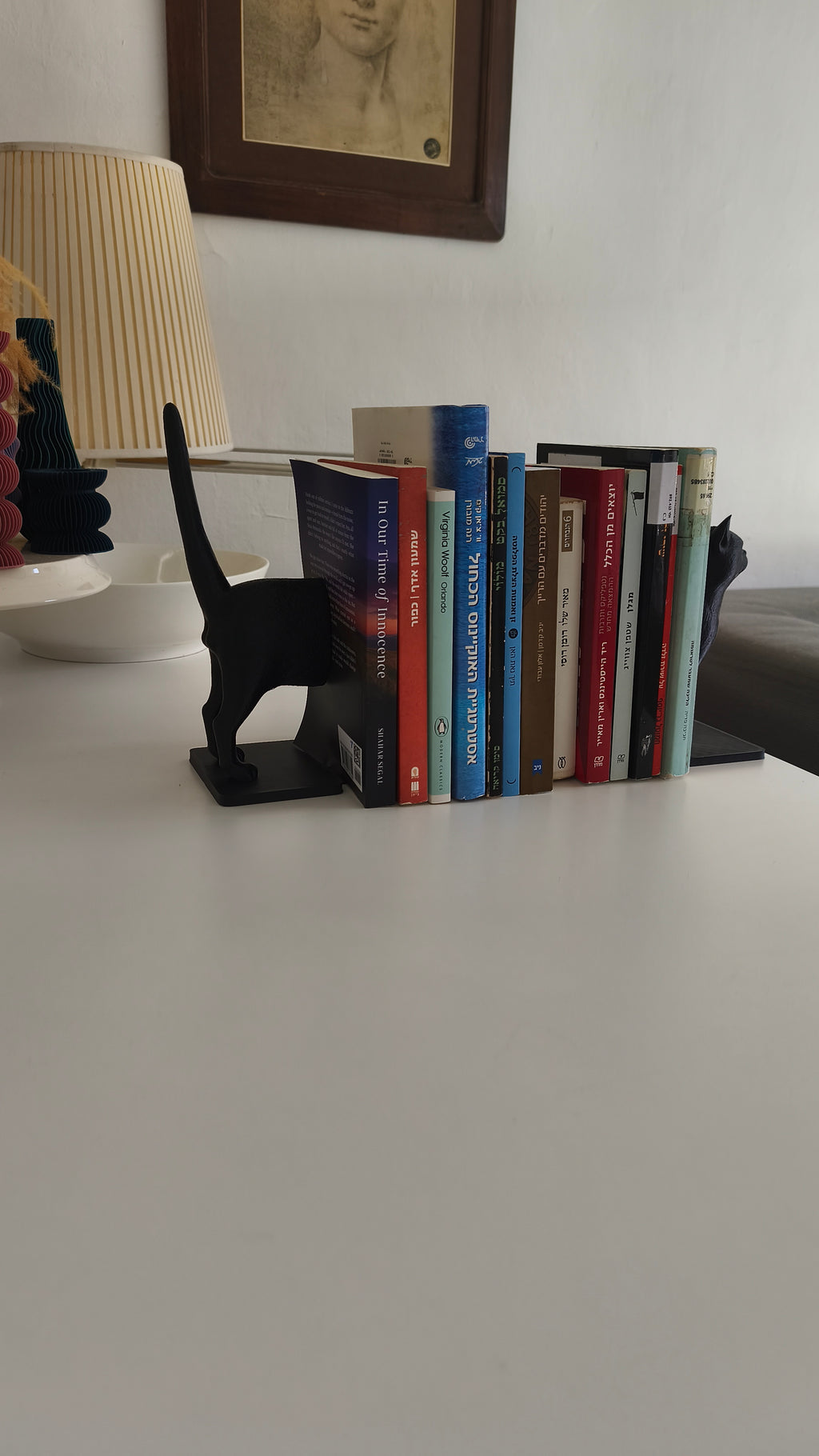 Cat Bookend – 3D Printed Two-Piece Cat Bookends | Modern Animal Lover Shelf Décor | Perfect Gift for Cat Owners and Readers
