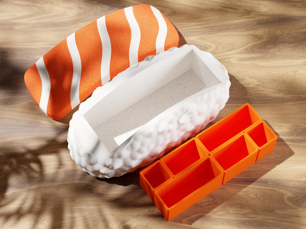 Nigiri Bento Organizer Box – Sushi-Inspired Storage with Modular Compartments | Fun Desk or Craft Organizer