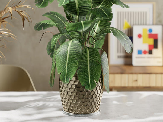 HexaFlow Planter with Base: Modern Geometric Plant Pot
